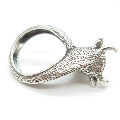 925 Sterling Silver Vintage Bull Head 3D Ring Size 6