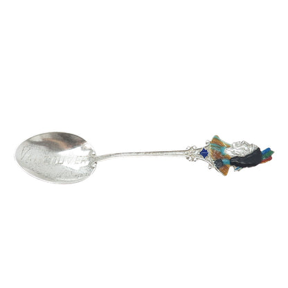 C LAMOND FILS Sterling Antique Enamel Vancouver Canada Indian Chief Coffee Spoon