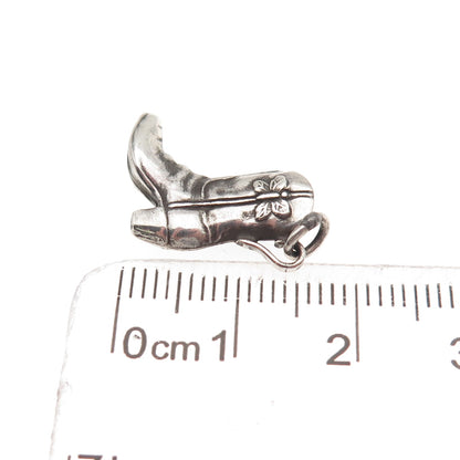 925 Sterling Silver Vintage Butterfly Cowboy Shoe Oxidized Mini Charm Pendant