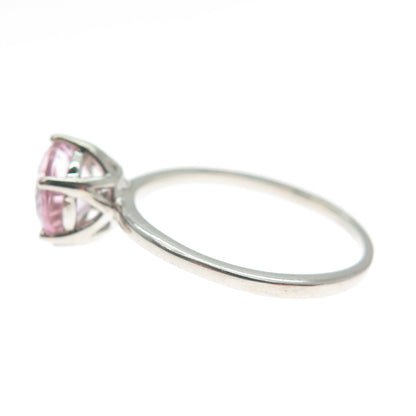 DAZZLERS 925 Sterling Silver Round-Cut Nano Pink Topaz Ring Size 7