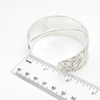 925 Sterling Silver Vintage Pebble Cuff Adjustable Bracelet 7"