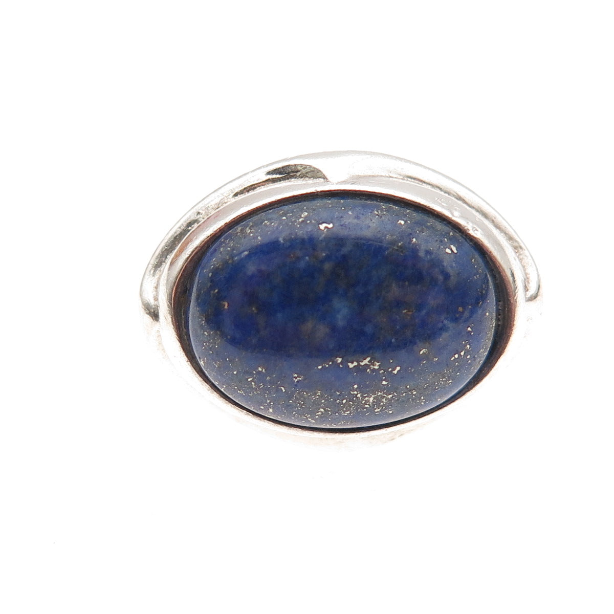 925 Sterling Silver Vintage Real Lapis Modernist Oxidized Ring Size 6