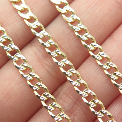 P. LUX 925 Sterling Silver Gold Plated Italy Diamond-Cut Curb Chain Necklace 24"