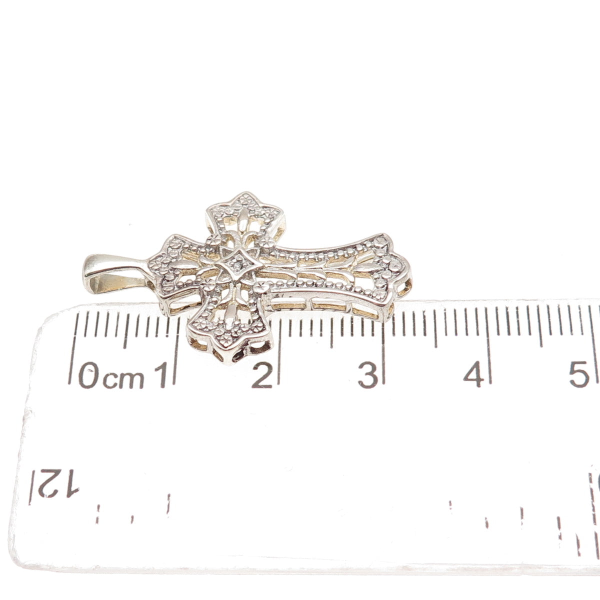 JCM Jacmel Mauritius 925 Sterling Silver Real Diamond Accent Cross Charm Pendant