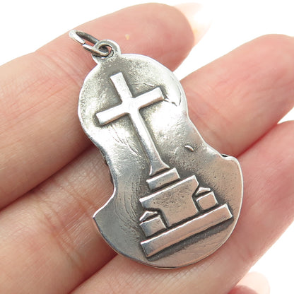 800 Silver Vintage 1981 Medugorje Religious Medal Pendant