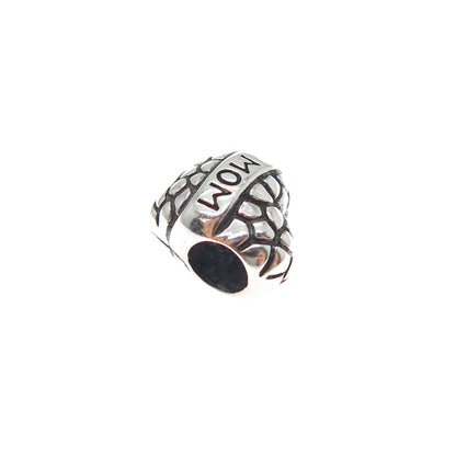 925 Sterling Silver Mom Heart Oxidized Slide Bead Charm