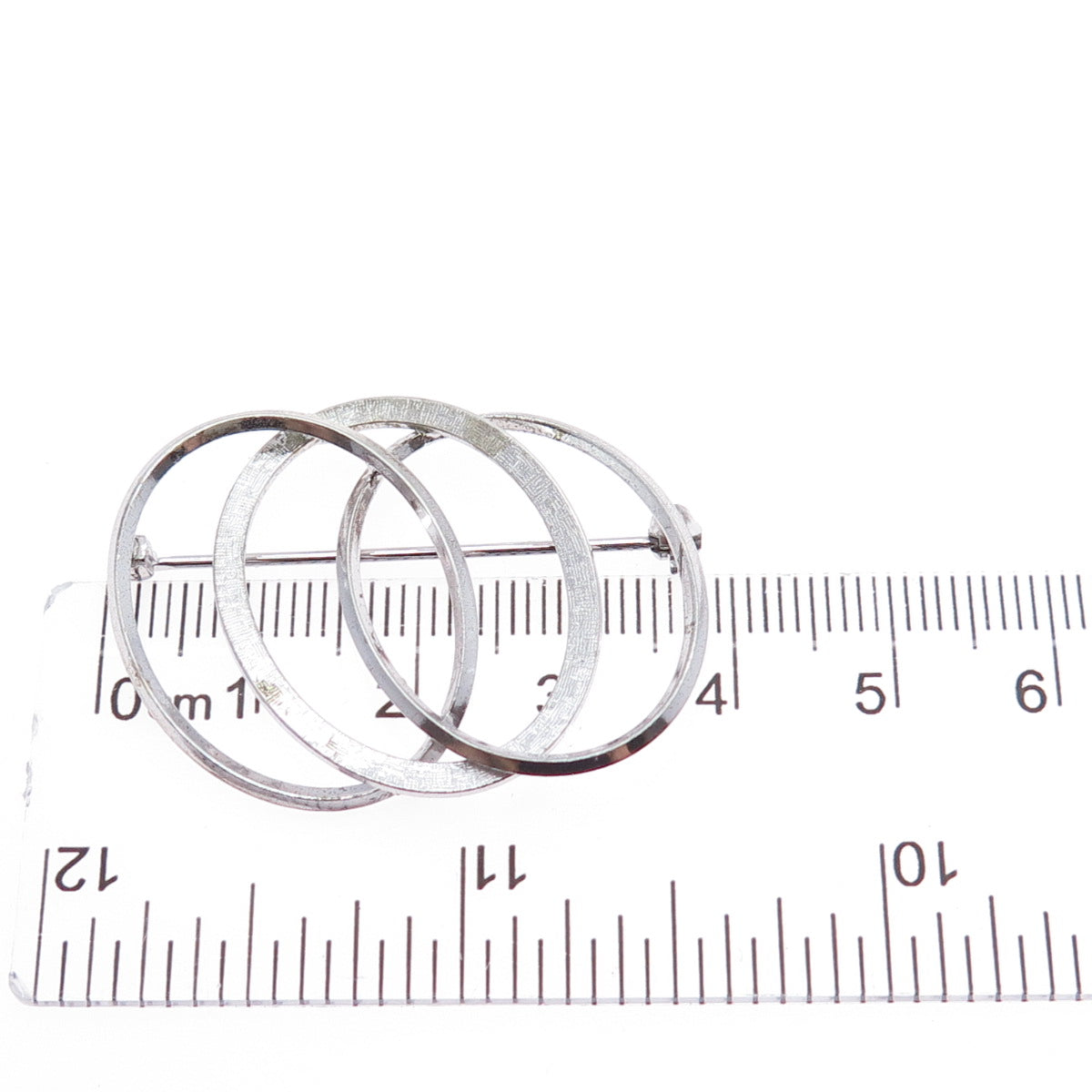VAN DELL 925 Sterling Silver Vintage Interlocked Eternity Circle Pin Brooch