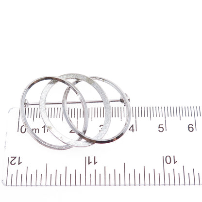 VAN DELL 925 Sterling Silver Vintage Interlocked Eternity Circle Pin Brooch