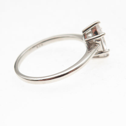 925 Sterling Silver Vintage Marquise-Cut C Z Engagement Ring Size 9