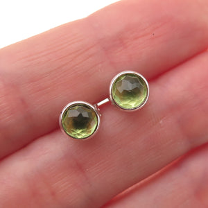 Pandora 925 Sterling Silver Real Peridot August Birthday Blooms Stud Earrings