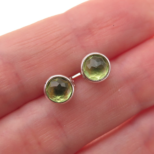 Pandora 925 Sterling Silver Real Peridot August Birthday Blooms Stud Earrings