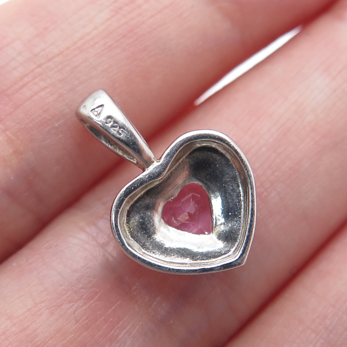 925 Sterling Silver Real Pink Topaz Heart Minimalist Pendant