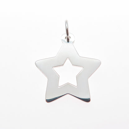925 Sterling Silver Vintage Open Star Minimalist Charm Pendant