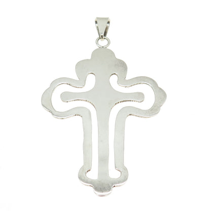 925 Sterling Silver Vintage Mexico Cross Modernist Pendant