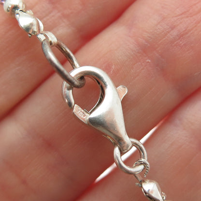 925 Sterling Silver Vintage Real Baroque Pearl & Crystal Beaded Bracelet 7.25"