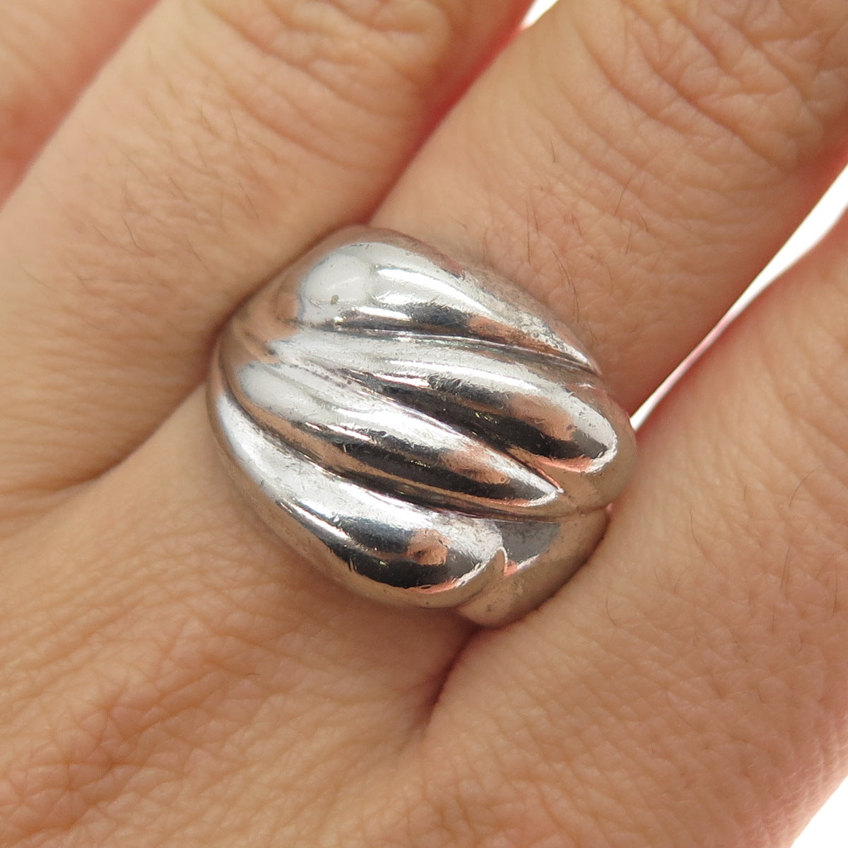 925 Sterling Silver Vintage Italy Modernist Oxidized Ring Size 9