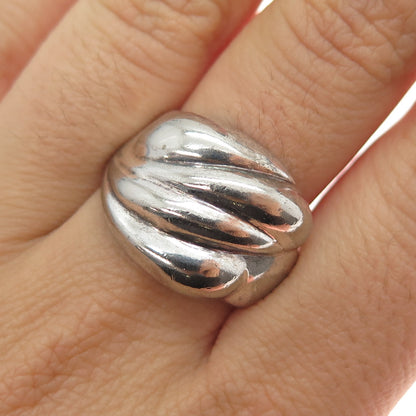 925 Sterling Silver Vintage Italy Modernist Oxidized Ring Size 9