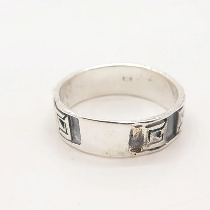 925 Sterling Silver Vintage Modernist Band Ring Size 13.75