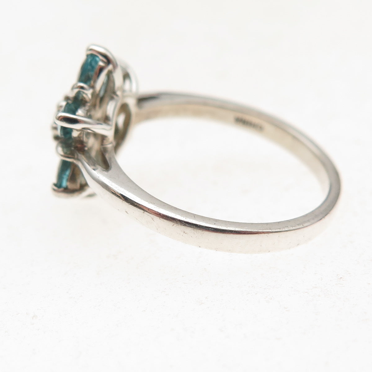 Michelle Albala 925 Sterling Silver Real Apatite Floral Ring Size 7