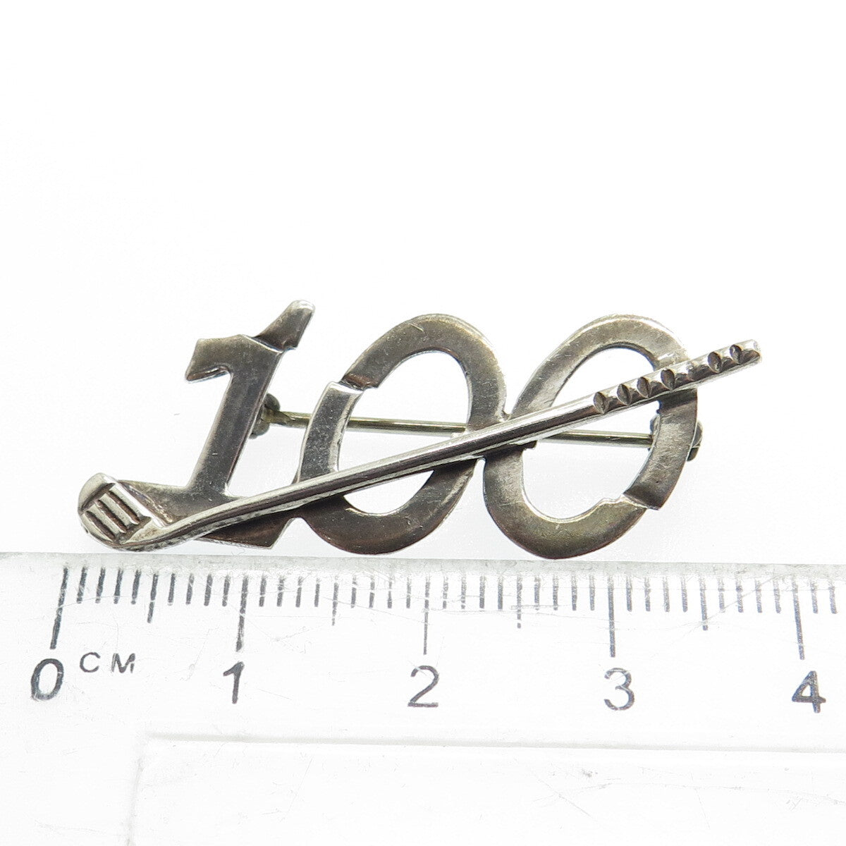 LEONORE DOSKOW 925 Sterling Silver Vintage Broke 100 Golf Pin Brooch