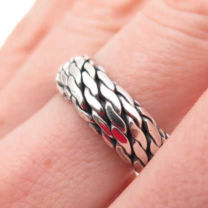 925 Sterling Silver Vintage Braided Oxidized Band Ring Size 7.25
