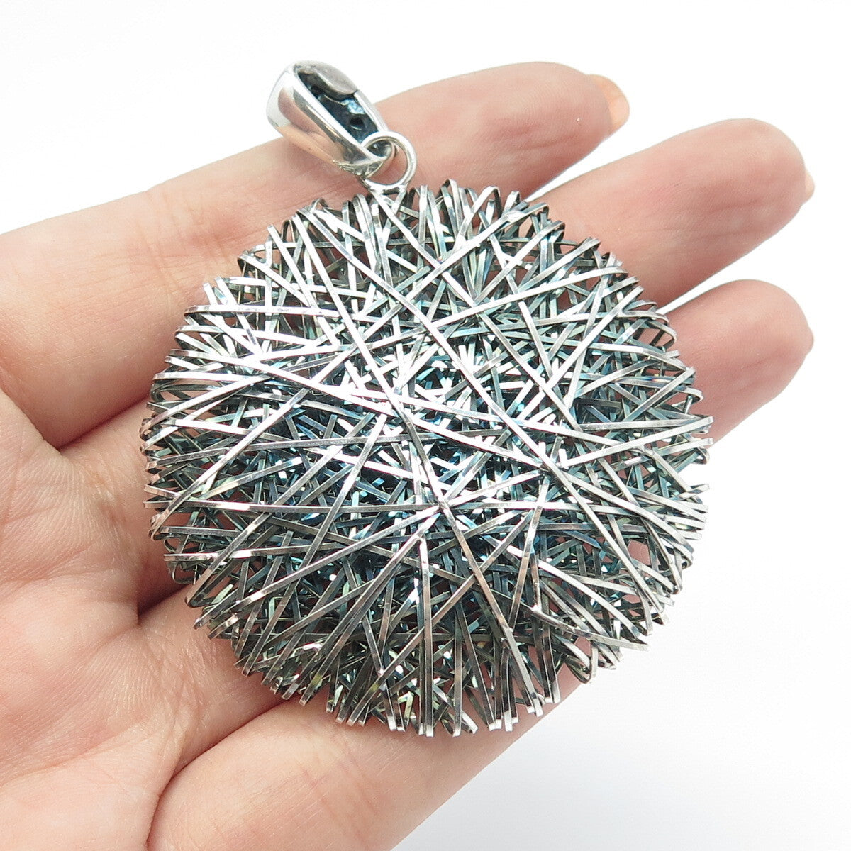 925 Sterling Silver Italy Milor Spiderweb Modernist Pendant
