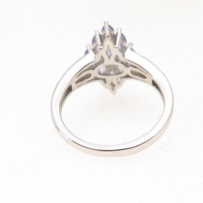Chuck Clemency 925 Sterling Silver Real Tanzanite & White Topaz Ring Size 8