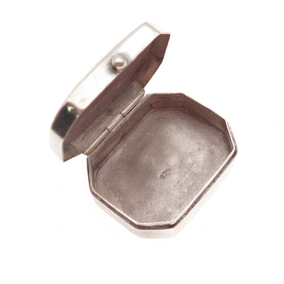 925 Sterling Silver Vintage Engraved Floral Oxidized Pill / Snuff Box