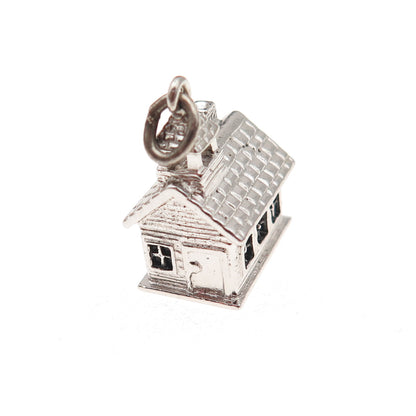 Wells 925 Sterling Silver Vintage Church 3D Charm Pendant