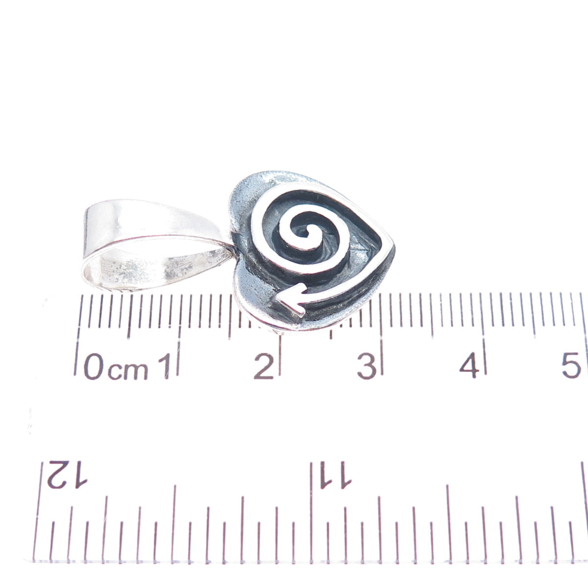 SILPADA 925 Sterling Silver Vintage Heart Spiral Oxidized Charm Pendant