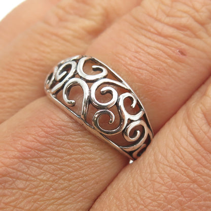 925 Sterling Silver Vintage Swirl Ring Size 7.5