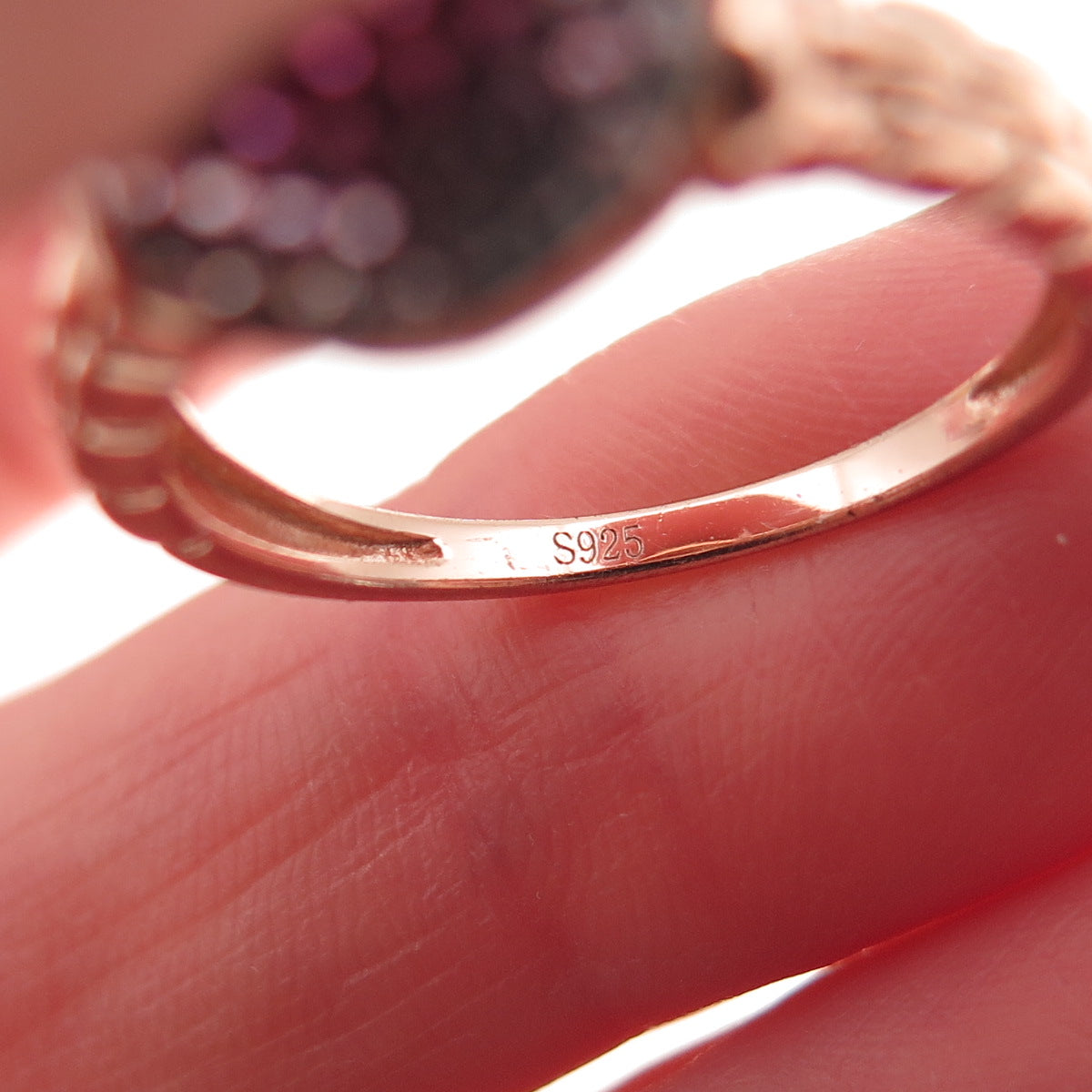 925 Sterling Silver Rose Gold Plated Lab-Created Ruby & Pink C Z Ring Size 7.25