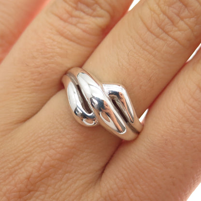 925 Sterling Silver Vintage Modernist Bypass Ring Size 7.5