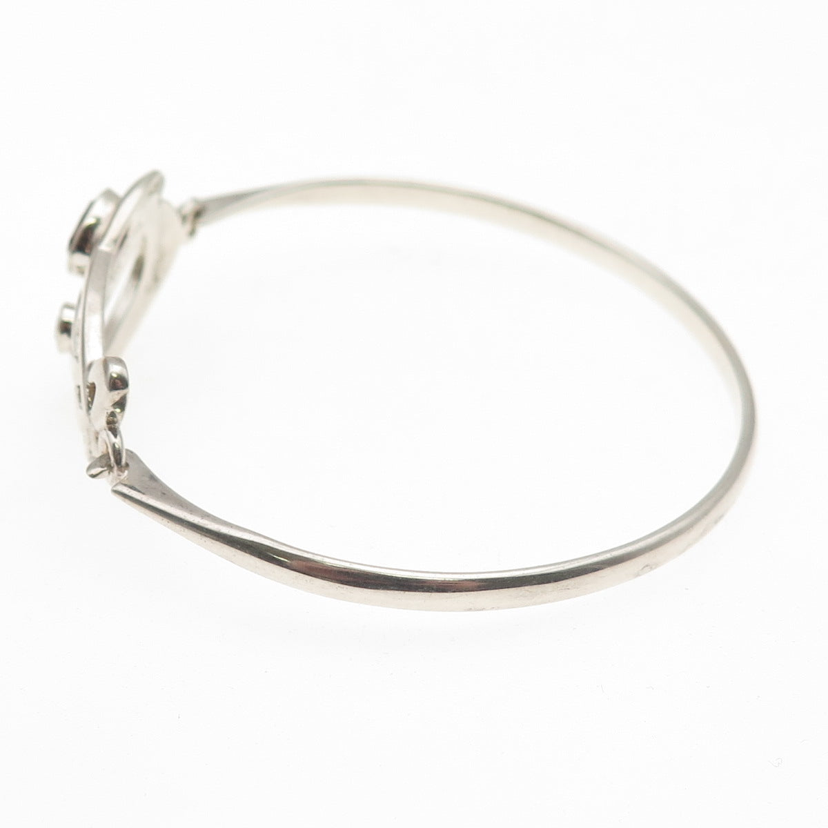 KIT HEATH Sterling Vintage 1990 Real Amethyst Modernist Bangle Bracelet 6.75"