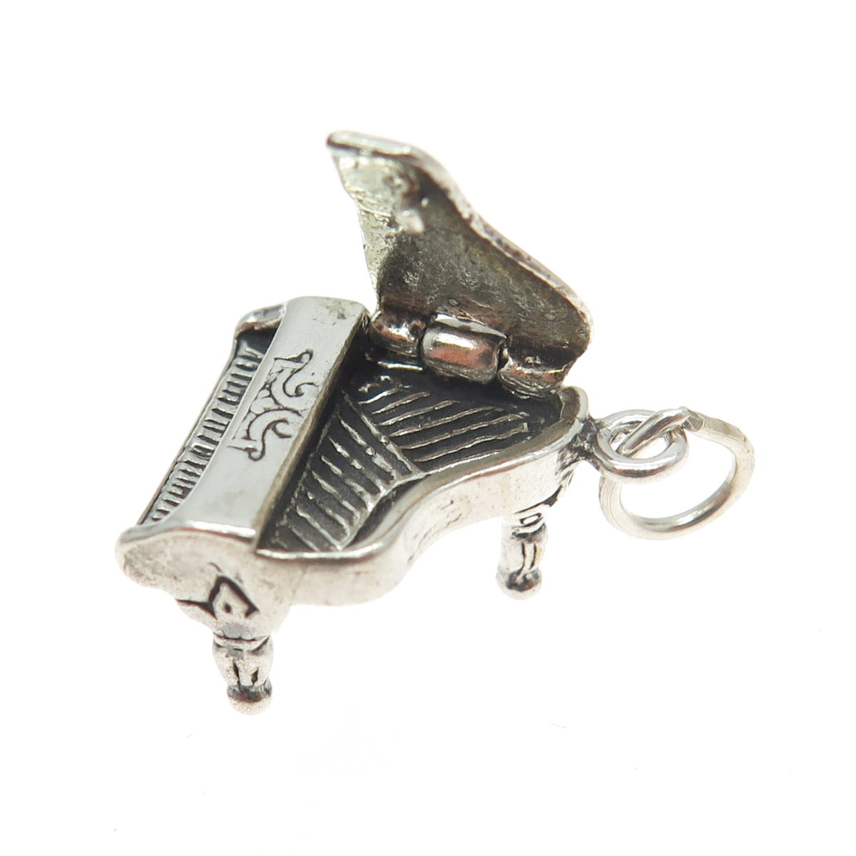 SUN WEST 925 Sterling Silver Vintage Grand Piano 3D Charm Pendant