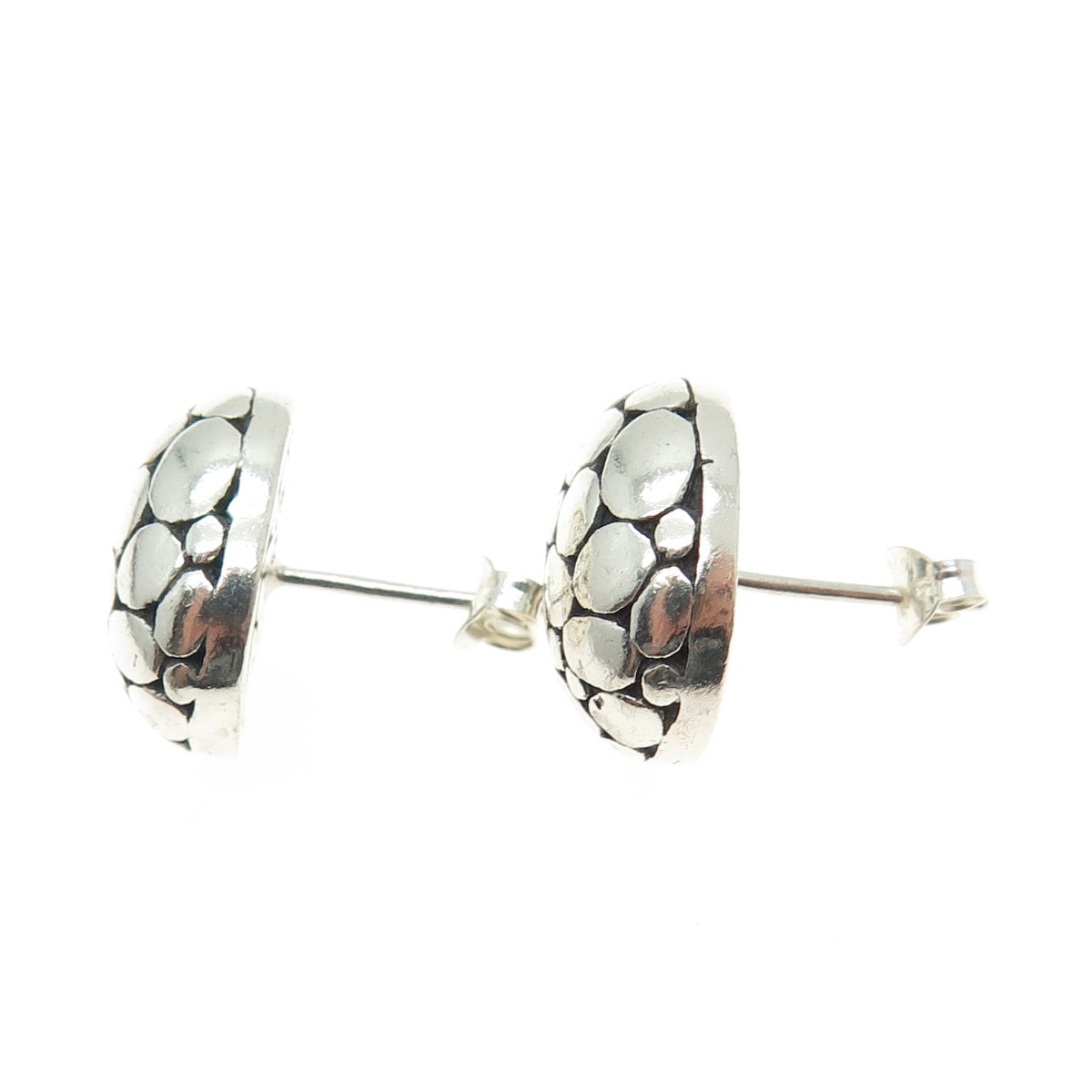 925 Sterling Silver Vintage Modernist Kali Dome Earrings