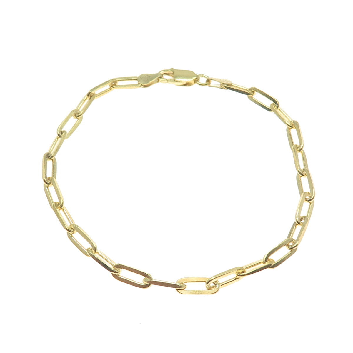 925 Sterling Silver Gold Plated Italy Paperclip Link Bracelet 7.75"