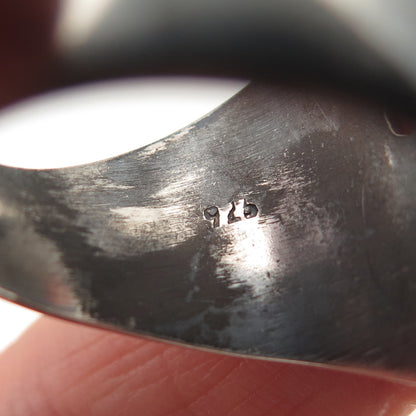 925 Sterling Silver Vintage Mexico Cross Oxidized Ring Size 13