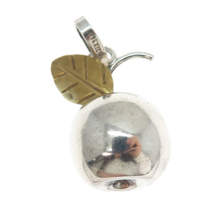 925 Sterling Silver 2-Tone Vintage Mexico Apple 3D Charm Pendant