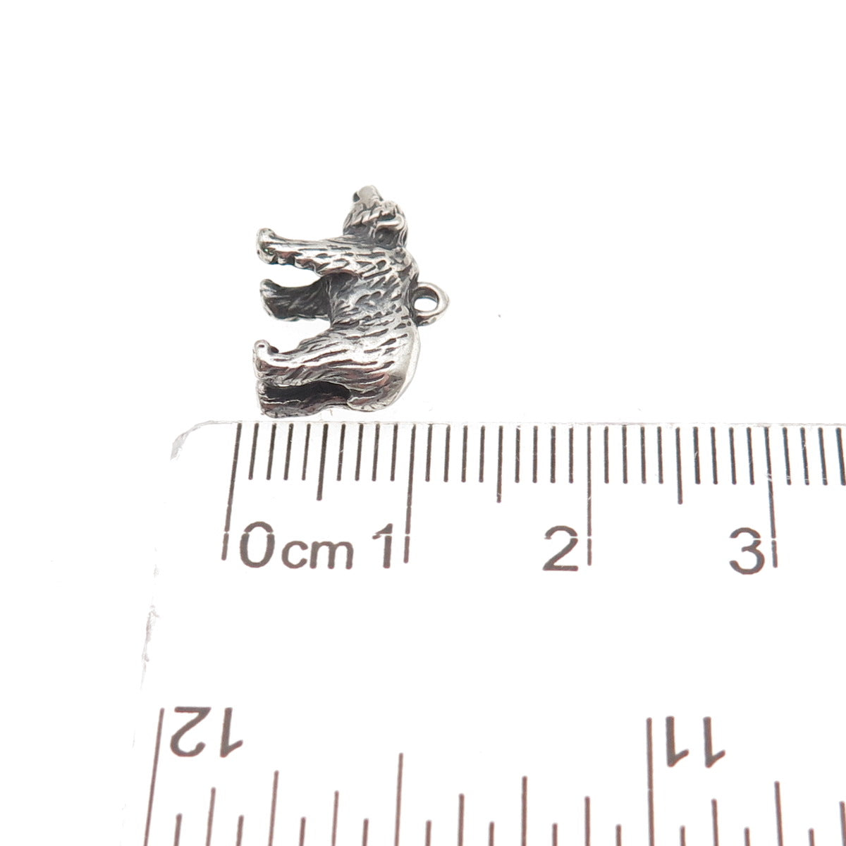 925 Sterling Silver Vintage Bear Oxidized 3D Mini Charm Pendant