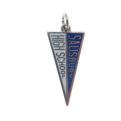 ART'S ELEGANCE Sterling Silver Vintage Enamel Salisbury High School Mini Pendant