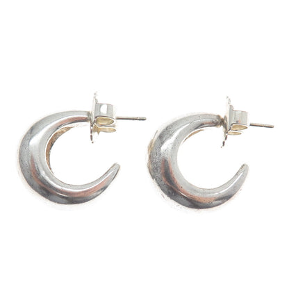 RALPH LAUREN 925 Sterling Silver Vintage Modernist Oxidized Hoop Earrings