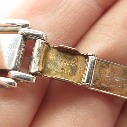 925 Sterling Silver Vintage Panel Link Bracelet 7"