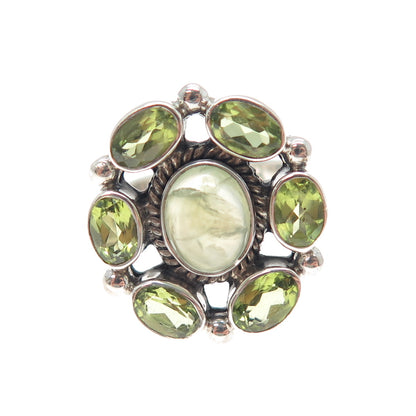 NICKY BUTLER 925 Sterling Silver Vintage Real Prehnite & Peridot Ring Size 6.25