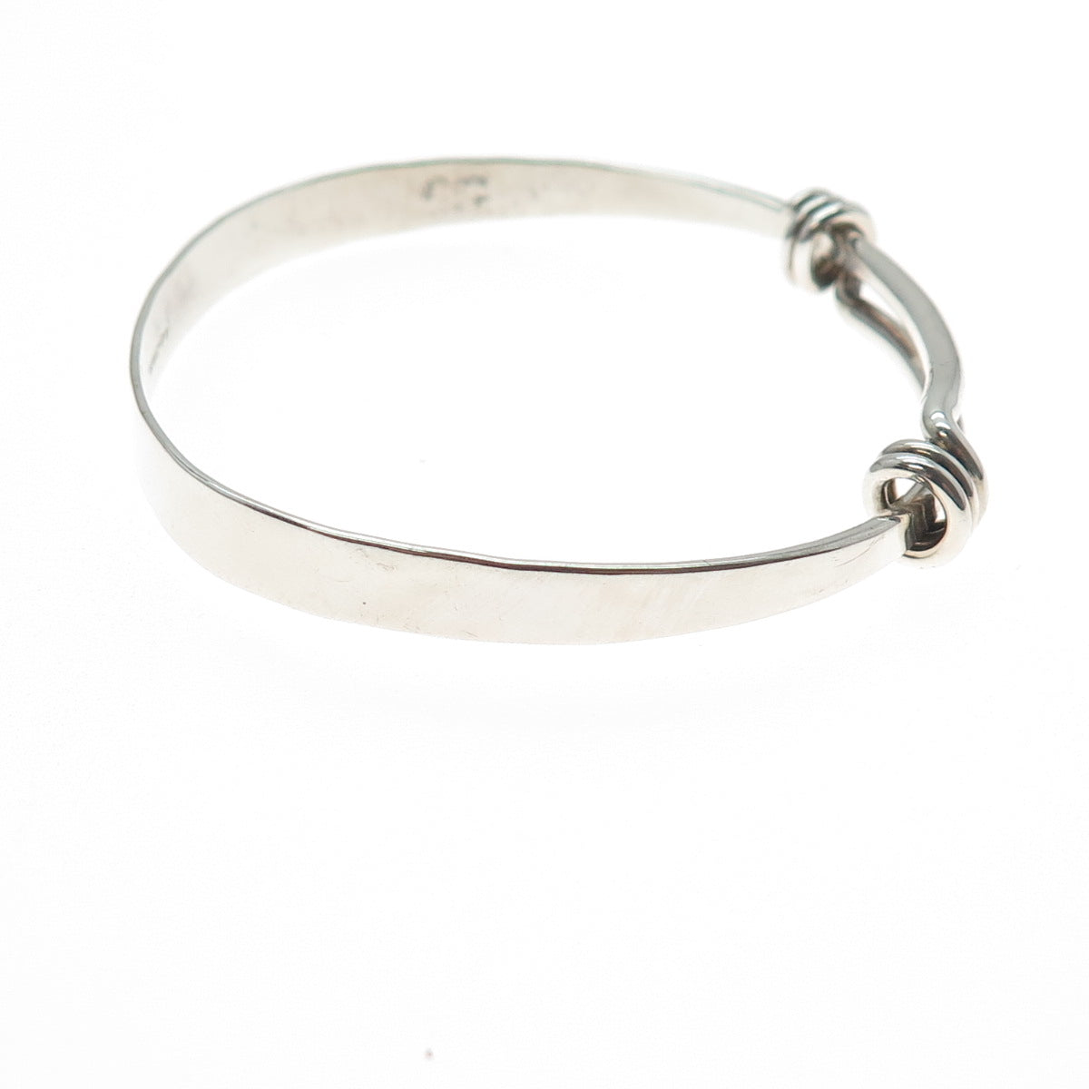 ED LEVIN 925 Sterling Silver Vintage Modernist Slide Bangle Bracelet 6.5-8"