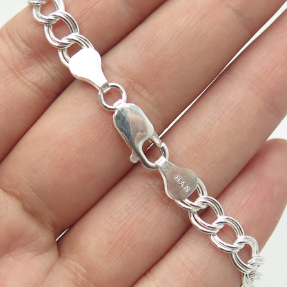 HAN 925 Sterling Silver Italy Double Curb Link Bracelet 7.5