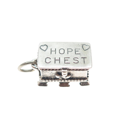 BEAU 925 Sterling Silver Vintage Hope Chest Minimalist Box Charm Pendant