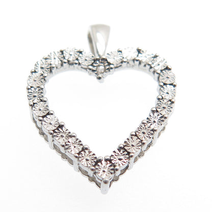 925 Sterling Silver Real Diamond Accent Heart Minimalist Charm Pendant