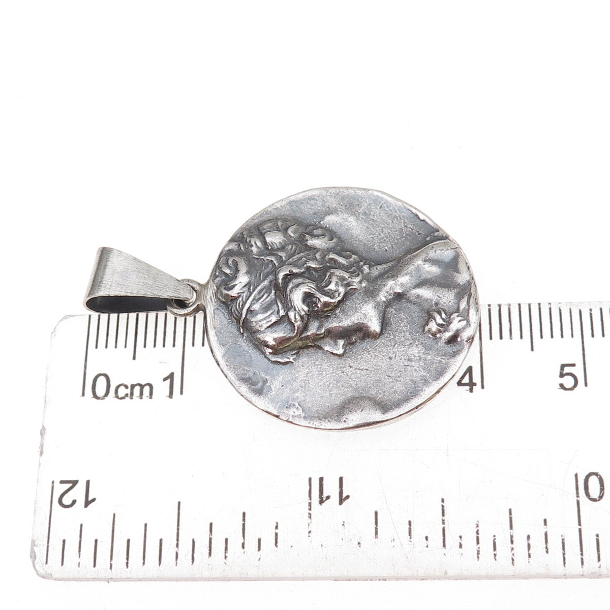 925 Sterling Silver Vintage Lady Cameo Oxidized Charm Pendant