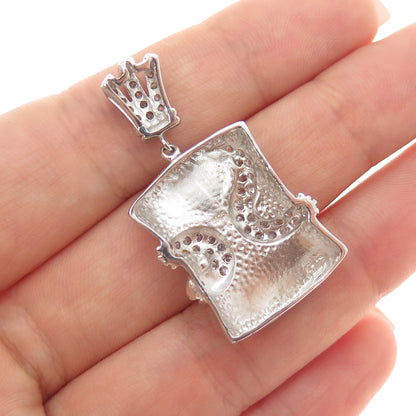 925 Sterling Silver Gold Plated C Z Snake Charm Pendant
